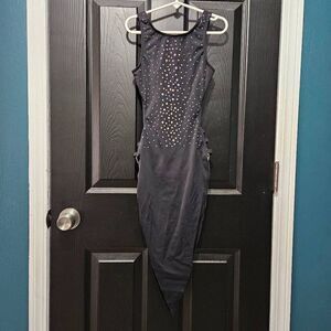 Weissman NWOT child medium black semi custom rhinestone costume jazz tap solo